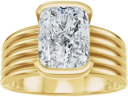 Sužadėtuvių Žiedas „Half Bezel Solitaire“ 14k yellow gold Elongated Cushion 9mm x 7mm (3)
