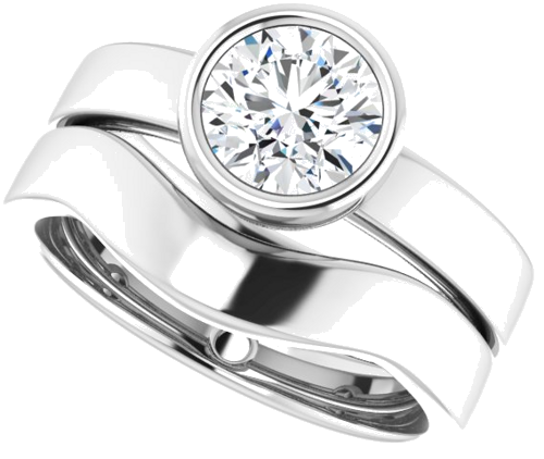 Sužadėtuvių Žiedas „Bezel-Set Solitaire“ 10k white gold Round 6.5mm (10)