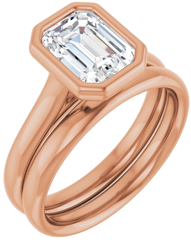 Sužadėtuvių Žiedas „Bezel-Set Solitaire“ 10k rose gold Emerald 8mm x 6mm (6)