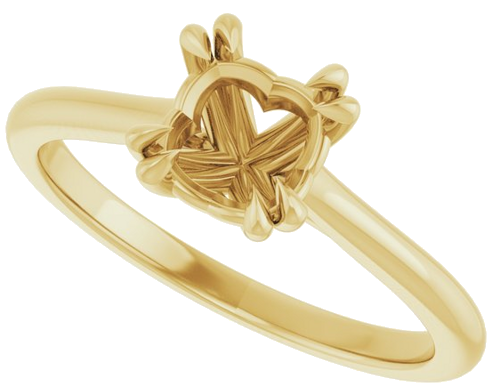 14K Yellow 6 mm Cushion Solitaire Engagement Ring Mounting (5)