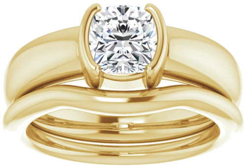 Sužadėtuvių Žiedas „Half-Bezel Solitaire“ 14k yellow gold Cushion 6mm (8)
