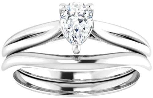 Sužadėtuvių Žiedas „Solitaire“ 14k white gold Pear 6mm x 4mm (8)