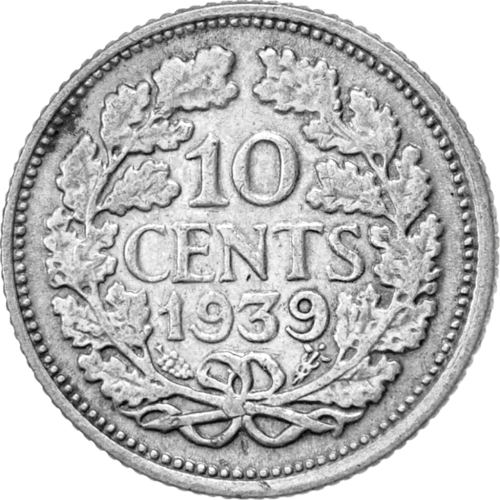 10 Centų Vilhelmina I (1926-1945) Nyderlandai sidabrinė moneta (1)