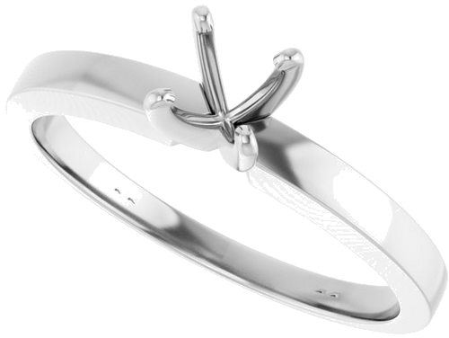 14K White 4.2-4.9 mm Round 4-Prong Solitaire Ring Mounting (5)