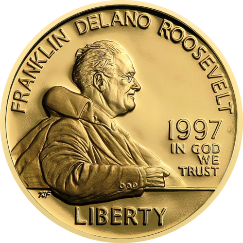 1997 Franklin Delano Roosevelt JAV 5 Dolerių auksinė moneta (1)