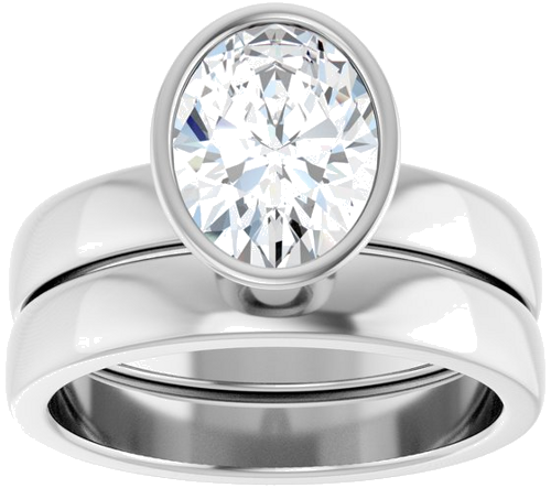 Sužadėtuvių Žiedas „Bezel-Set Solitaire“ 14k white gold Oval 9mm x 7mm (8)