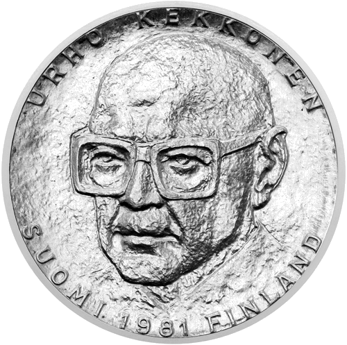 50 марки Президент Кеконен 1981 Финландия сребърна монета (2)