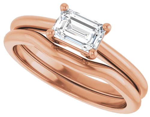 Sužadėtuvių Žiedas „Solitaire“ 14k rose gold Emerald 6mm x 4mm (10)