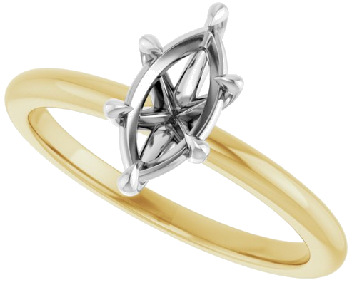 Sužadėtuvių Žiedas „Claw-Prong“ 14k yellow/white gold Marquise 9mm x 4.5mm (5)