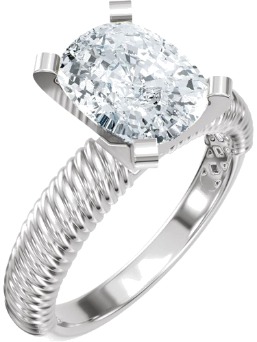 Sužadėtuvių Žiedas „Solitaire Rope“ 14k white gold Elongated Cushion 9mm x 7mm (1)