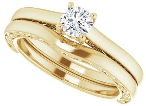 Sužadėtuvių Žiedas „Solitaire“ 14k yellow gold Round 4.4mm (10)