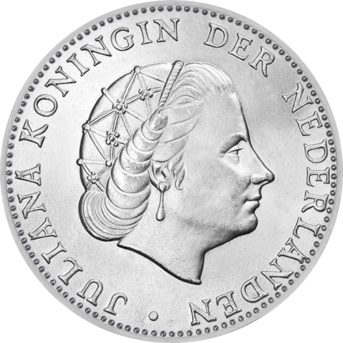 2 1/2 гилдера Юлиана (1959 - 1966) сребърна монета на Нидерландия (1)