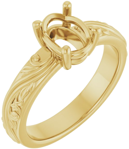 Sužadėtuvių Žiedas „Solitaire Sculptural“ 14k yellow gold Oval 8mm x 6mm (1)