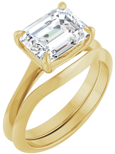 14K Yellow 9x7 mm Emerald Solitaire Engagement Ring Mounting (6)