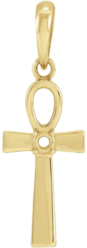 Pakabukas „Ankh Cross“ 585 Geltonojo Aukso Round 2mm (1)