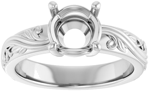 Sužadėtuvių Žiedas „Solitaire Sculptural“ 14k white gold Round 7.4mm (3)