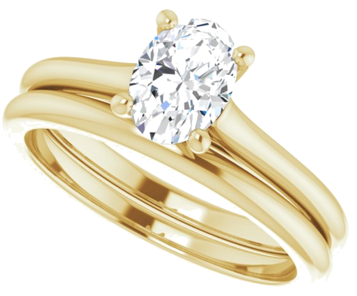 Sužadėtuvių Žiedas „Solitaire“ 585 Geltonojo Aukso Oval 7mm x 5mm (10)