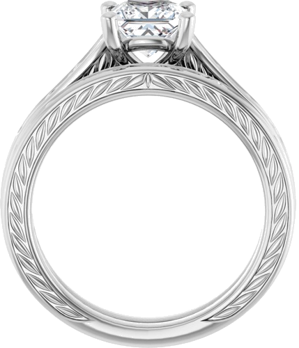 Sužadėtuvių Žiedas „Solitaire Scroll“ 14k white gold Square 5.5mm (12)