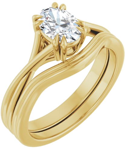 Sužadėtuvių Žiedas „Solitaire“ 585 Geltonojo Aukso Oval 7mm x 5mm (6)