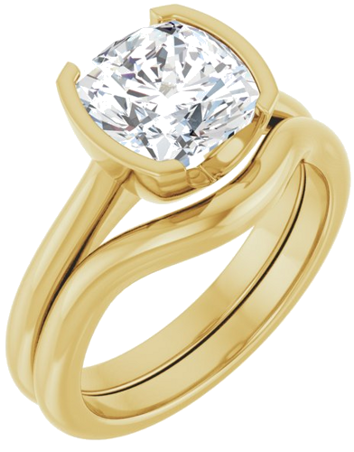 Sužadėtuvių Žiedas „Half-Bezel Solitaire“ 14k yellow gold Cushion 8mm (6)
