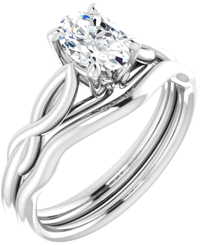 Sužadėtuvių Žiedas „Solitaire“ 585 Baltojo Aukso Oval 7mm x 5mm (6)