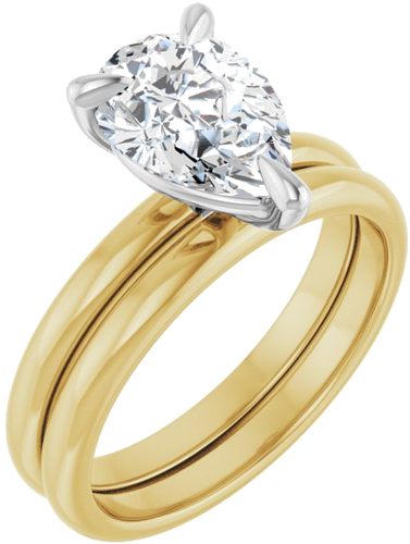 14K Yellow White 10 x 7 mm Pear Engagement Ring Mounting (6)