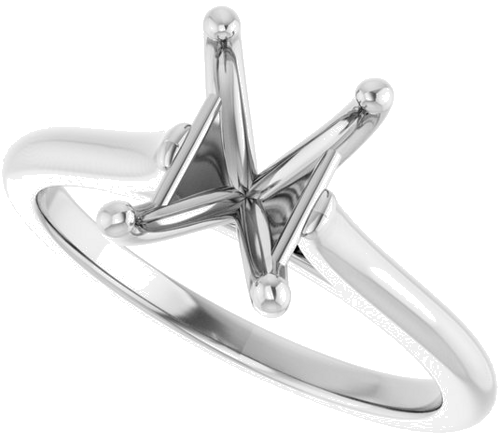 14K White 8x6 mm Emerald Solitaire Engagement Ring Mounting (5)