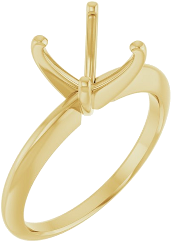 14K Yellow 7.8-8.6 mm Round 4-Prong Comfort-fit Solitaire Ring Mounting (1)