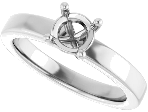 14K White 5.8 mm Round Solitaire Engagement Ring Mounting (5)