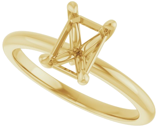 14K Yellow 7x5 mm Emerald Solitaire Engagement Ring Mounting (5)