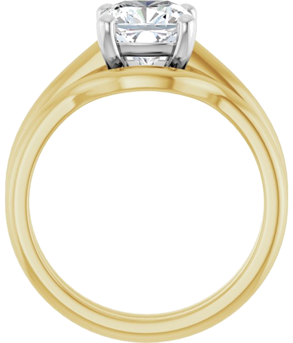 14K Yellow White 7 mm Cushion Solitaire Engagement Ring Mounting (6)