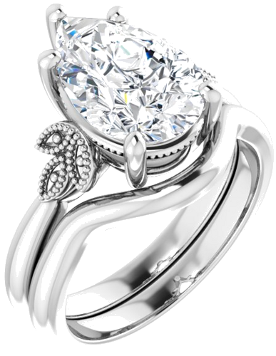 Sužadėtuvių Žiedas „Solitaire“ 14k white gold Pear 12mm x 8mm (6)