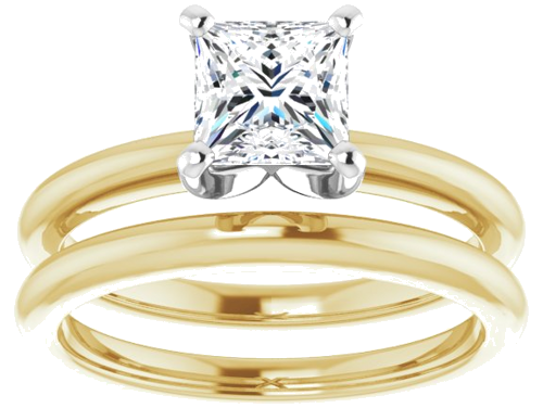 14K Yellow   White  5.5x5.5 mm Square Solitaire Engagement Ring Mounting (8)