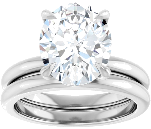 14K White 11x9 mm Oval Solitaire Engagement Ring Mounting (8)