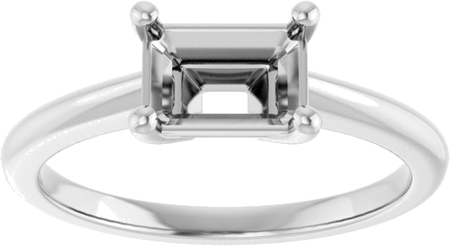 14K White 7x5 mm Emerald Solitaire Engagement Ring Mounting (3)