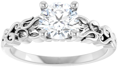 Sužadėtuvių Žiedas „Solitaire Sculptural“ 14k white gold Round 6.5mm (8)