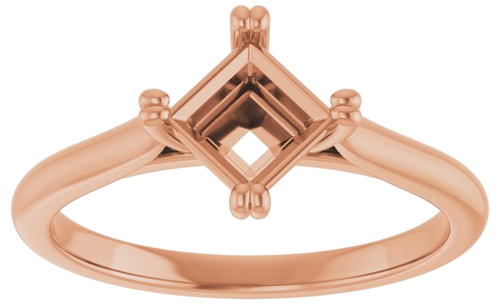 Sužadėtuvių Žiedas „Double Claw-Prong Solitaire“ 10k rose gold Square 5mm (3)