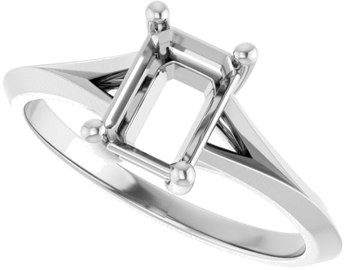 14K White 7x5 mm Emerald Solitaire Engagement Ring Mounting (5)