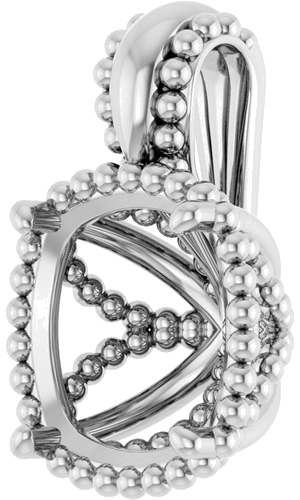 Pakabukas „Beaded“ 14k white gold Cushion 8mm (2)