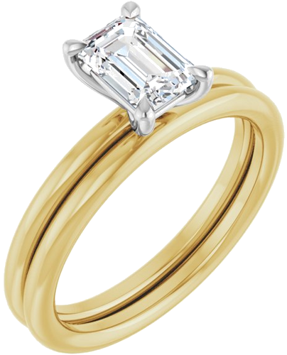 Sužadėtuvių Žiedas „Claw-Prong Solitaire“ 14k yellow/white gold Emerald 6.5mm x 4.5mm (6)