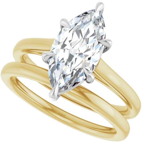 Sužadėtuvių Žiedas „Claw-Pong“ 14k yellow/white gold Marquise 13mm x 6.5mm (10)