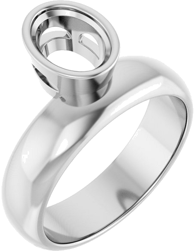 14K White 8 x 6 mm Oval Solitaire Engagement Ring Mounting (1)