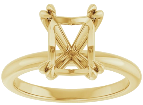 Sužadėtuvių Žiedas „Double Claw-Prong“ 14k yellow gold Emerald 9mm x 7mm (3)