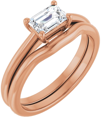 Sužadėtuvių Žiedas „Solitaire“ 14k rose gold Emerald 6mm x 4mm (6)