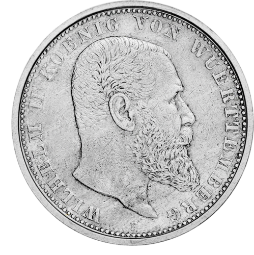 5 Marks Wilhelm II Wuerttemberg (1892-1913) German Empire Silver Coin (1)
