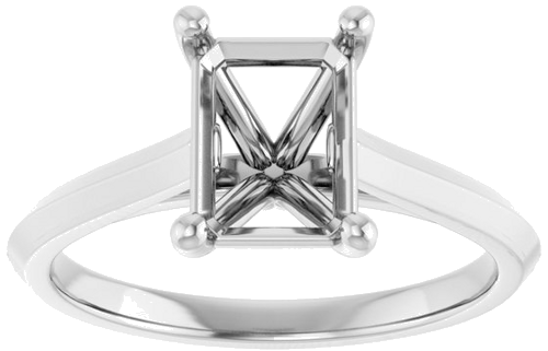 14K White 8x6 mm Emerald Solitaire Engagement Ring Mounting (3)