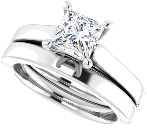 14K White  5.5 mm Square Solitaire Engagement Ring Mounting (10)