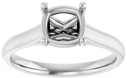 14K White 7 mm Cushion Solitaire Engagement Ring Mounting (3)