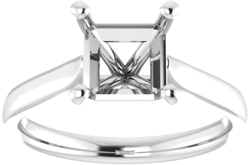 14K White 6.5 mm Square Engagement Ring Mounting (3)