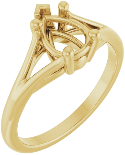 Sužadėtuvių Žiedas „Split Shank“ 585 Geltonojo Aukso Pear Shape 8mm x 6mm (1)